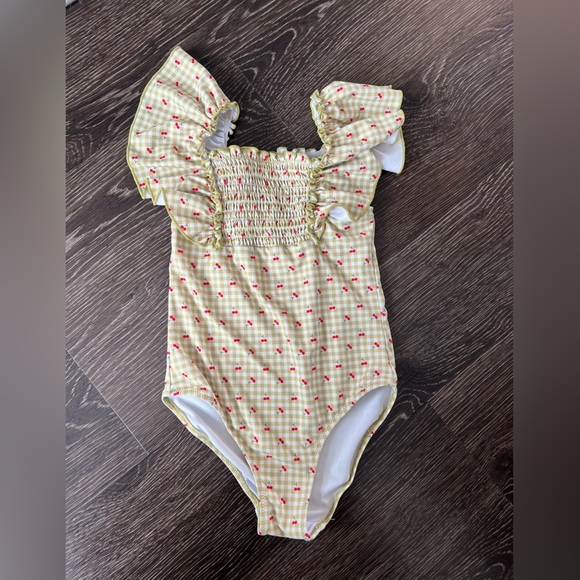 Zara Other - Zara Green Gingham Cherry Print Swimsuit